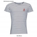 T-shirt homme ray&eacute; Transfert Patch Ancre + Bretagne French Marine / Blanc S