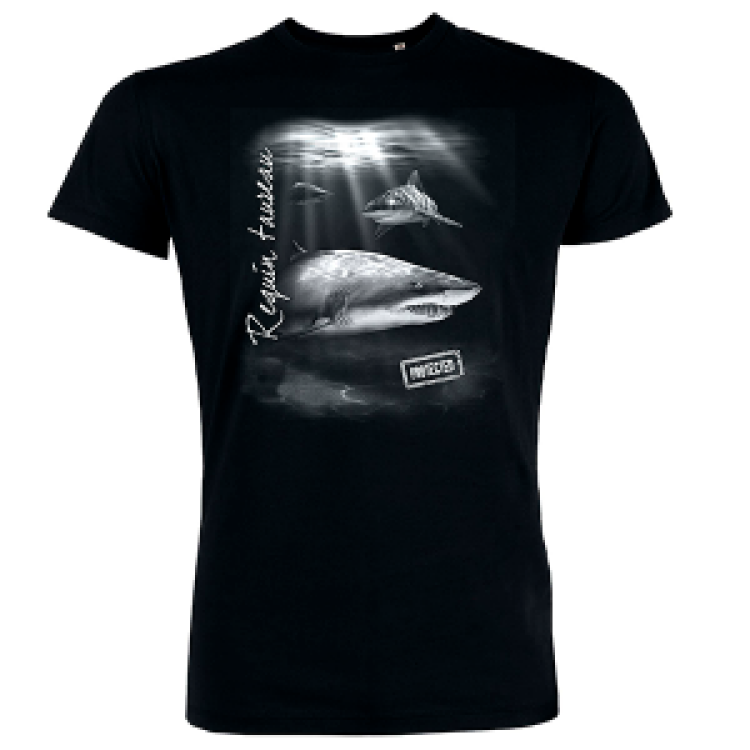 T-shirt homme Requin Taureau Noir Profond M