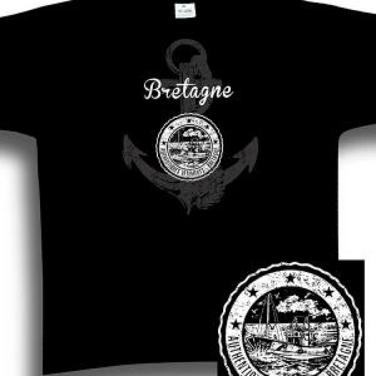 T-shirt homme S&eacute;rigraphie Ancre + Chalutier dans le Cercle + Broderie Brest Noir Profond 3XL