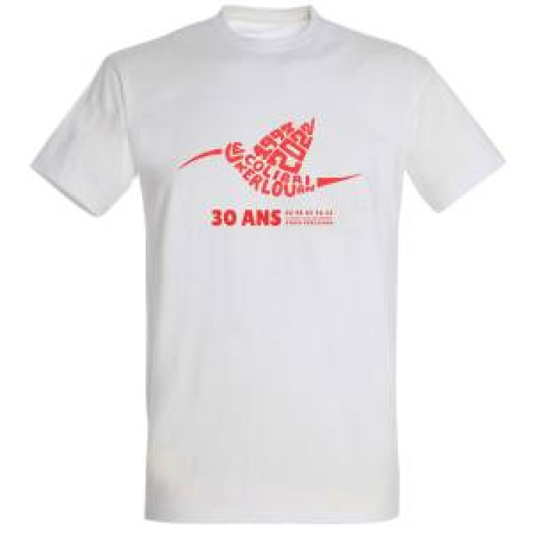 T-shirt homme S&eacute;rigraphie (Mod&egrave;le du sac Shopping) le Colibri Kerlouan 1992-2022 30 Ans Blanc XL