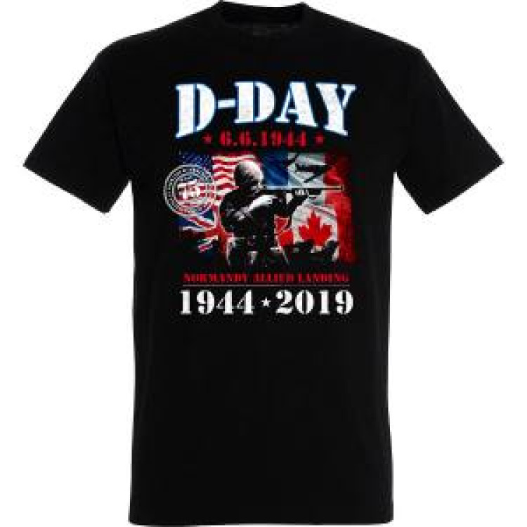T-shirt homme Soldat Qui Tire sur Fond de Drapeaux Noir Profond S