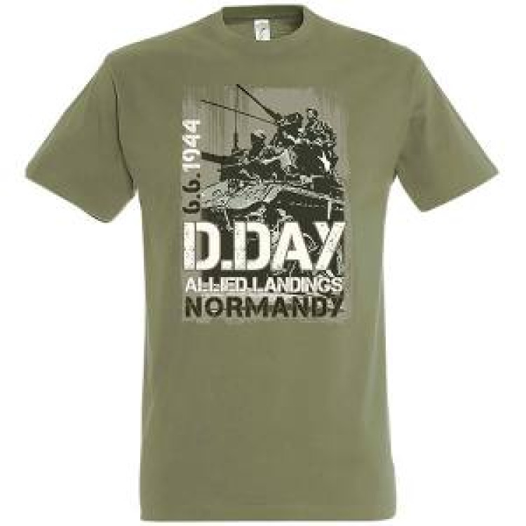 T-shirt homme Soldats sur Char D-Day 6-6-1944 Kaki M