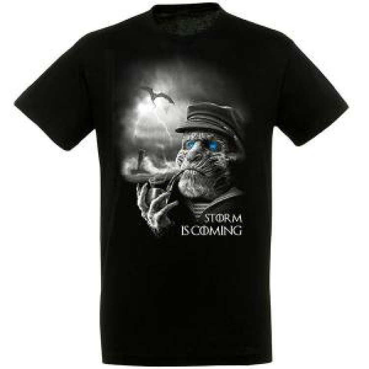 T-shirt homme Storm Is Coming Marin et Dragon dans la Temp&ecirc;te Noir Profond XS