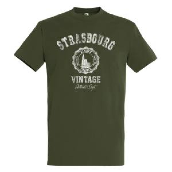 Tshirt homme Strasbourg Alsace France Vintage Noir Profond XS