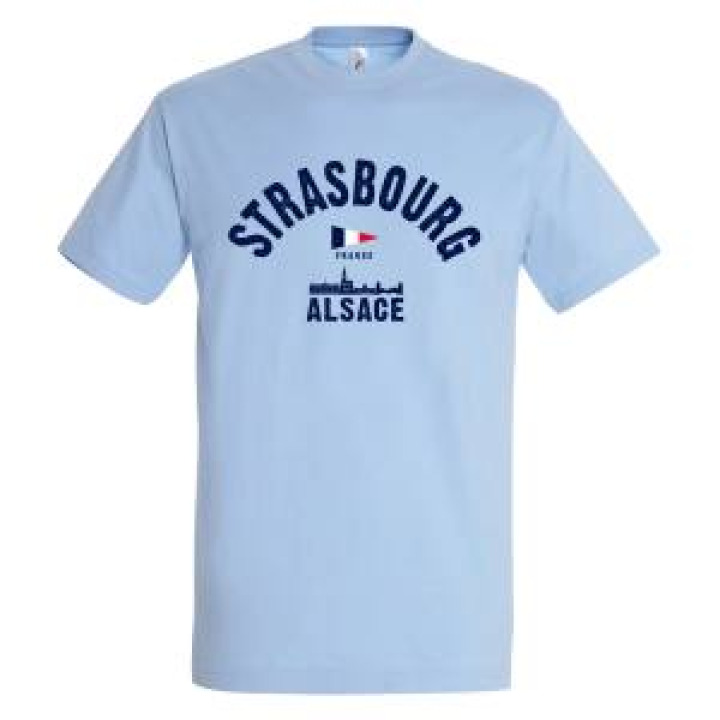 Tshirt homme Strasbourg Vue de la Ville France Alsace Bleu Ciel M