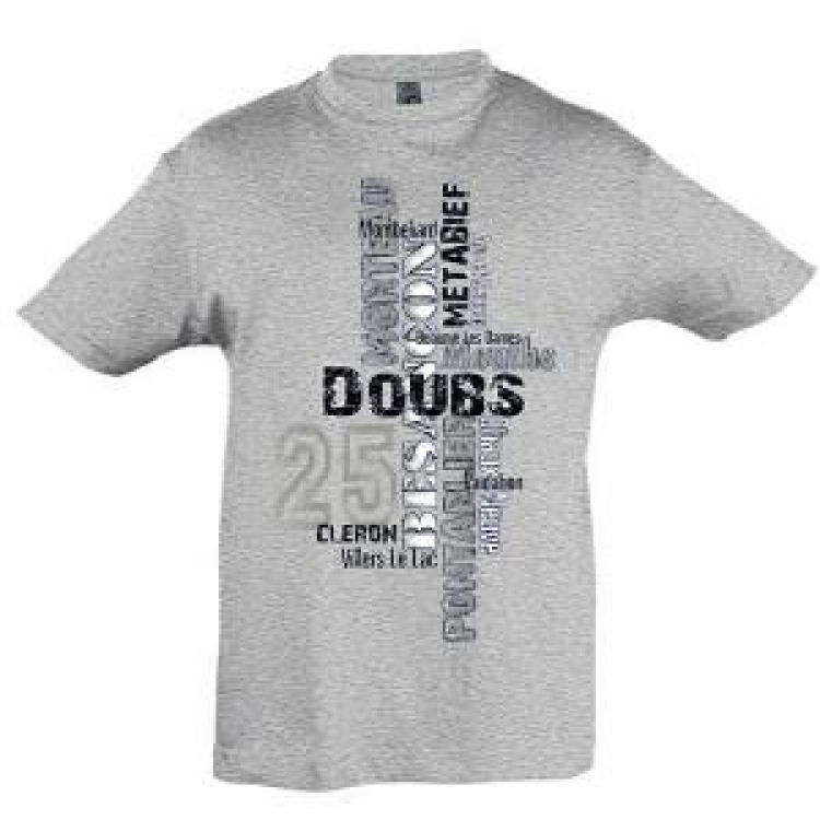 T-shirt homme Texte Ville Metabief 25 Doubs Gris Chiné S