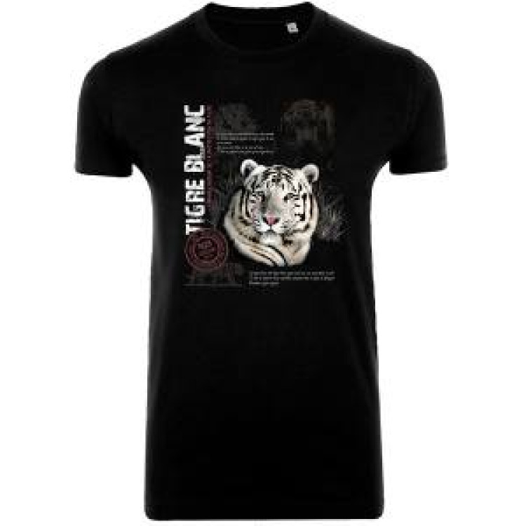 T-shirt homme Tigre Blanc Noir Profond L