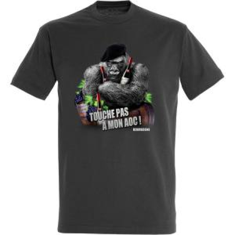 T-shirt homme Touche Pas à Mon Aoc Bourgogne Gris Souris M