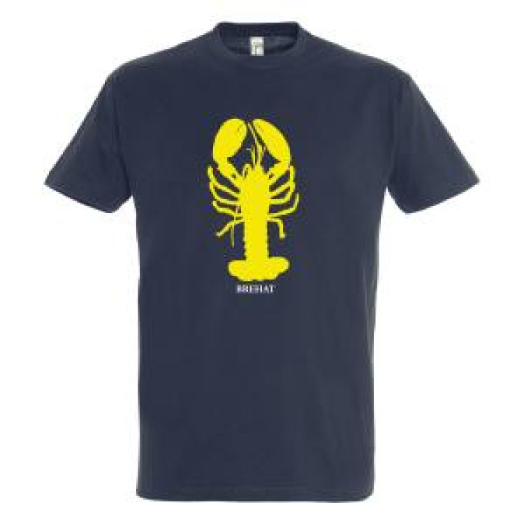 T-shirt homme Transfert Homard Jaune Br&eacute;hat Marine S