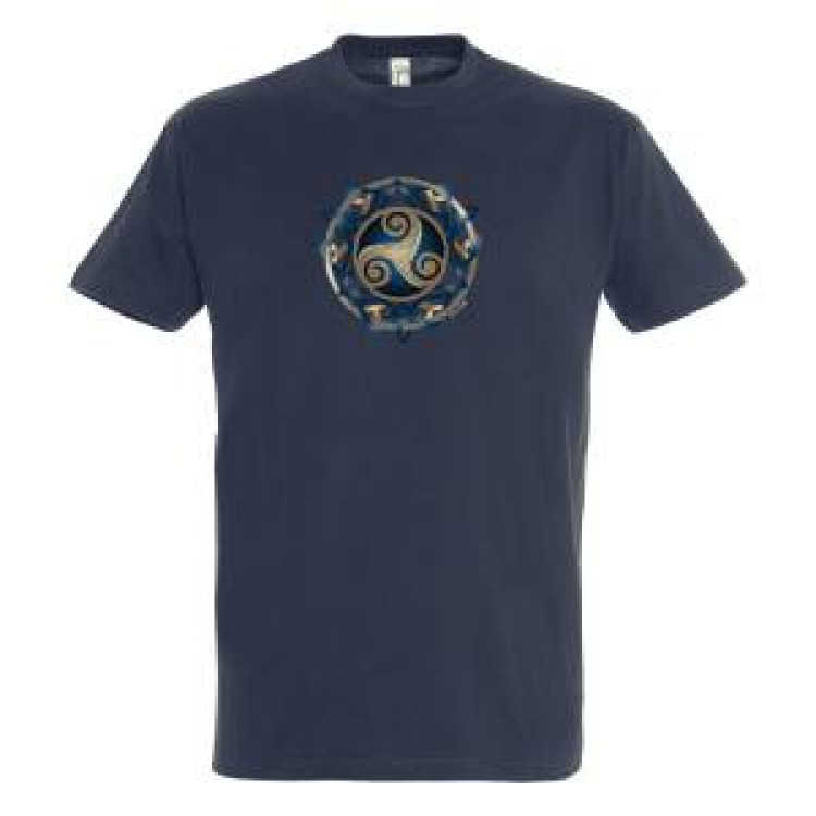 T-shirt homme Triskel dans un Cercle Marine M