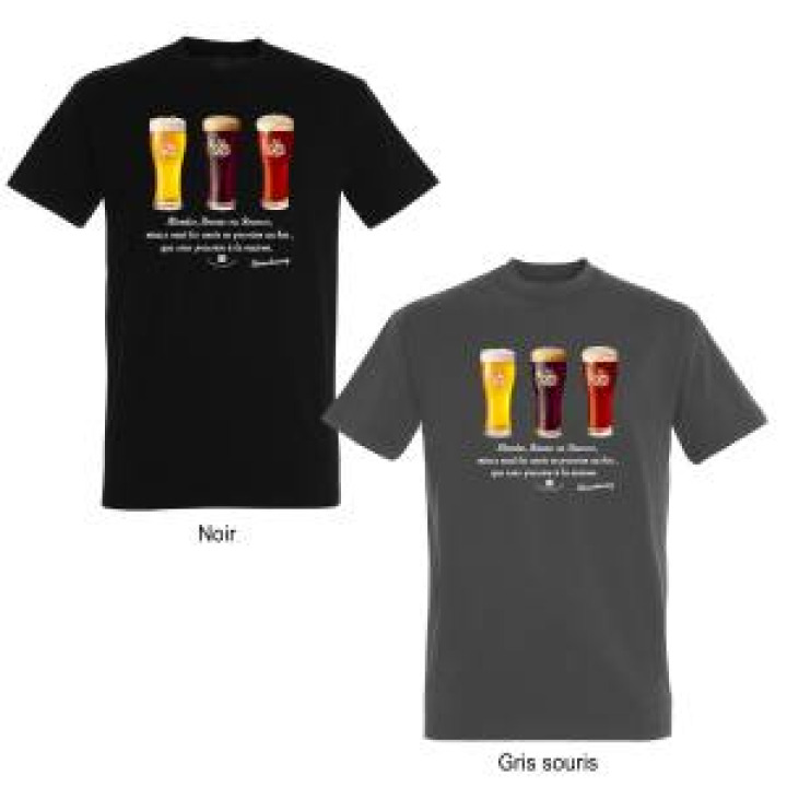 Tshirt homme Trois Bières Blondes Brunes Rousses Strasbourg France Noir Profond XS