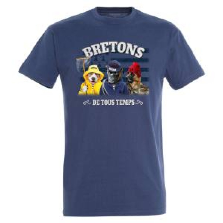 Tshirt homme Trois Chiens Bretons de Tous Temps Noir Profond XS