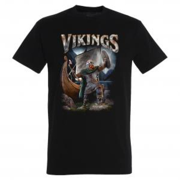 Tshirt homme Viking Bouclier et Drakkar Noir Profond L