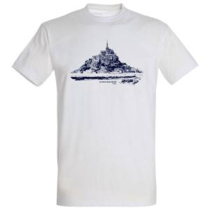 Tshirt homme Vue Mont Saint Michel France Blanc XS