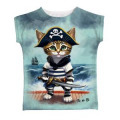 T-shirt Marinière enfant Chat Pirate Île de Ré Blanc 4 ans