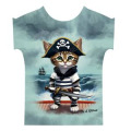 T-shirt Marinière enfant Chat Pirate Île d’Oléron Blanc 2 ans