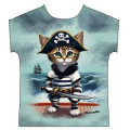 T-shirt Marinière enfant Chat Pirate Noirmoutier Blanc 2 ans