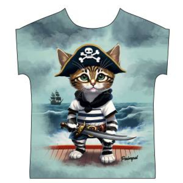 Tshirt Marinière enfant Chat Pirate Paimpol Blanc 4 ans