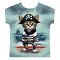 T-shirt Marini&egrave;re enfant Chat Pirate Blanc 2 ans