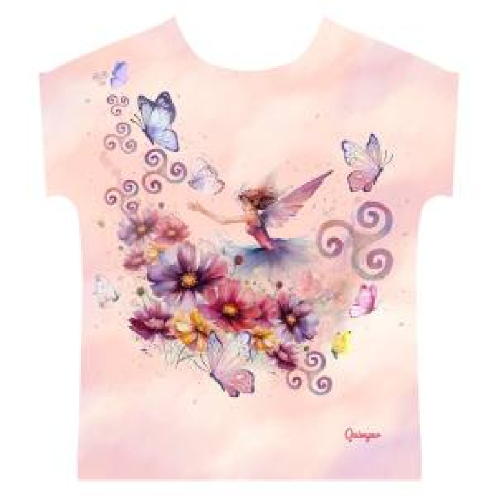 Tshirt Marinière enfant Fée Papillons avec Ses Ailes Fleurs et Triskel Quimper Blanc 2 ans