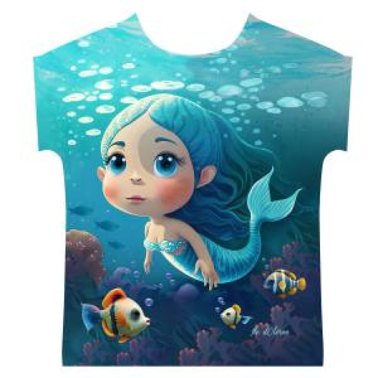 T-shirt Marinière enfant Petite Sirène Poissons Île d’Oléron Blanc 6 ans