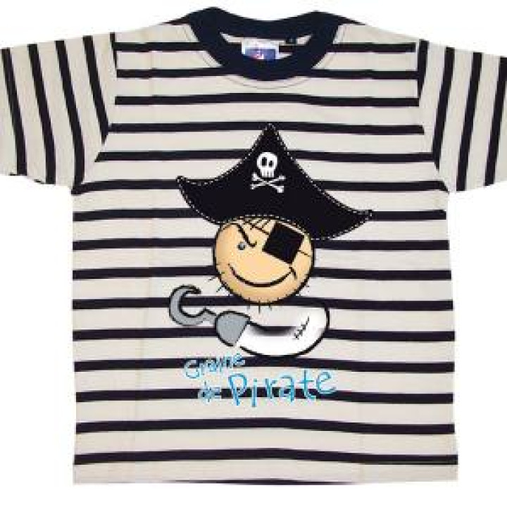 Tshirt Marinière enfant Sérigraphie Pirate  Tricorne Bb3004 rayée 4 ans