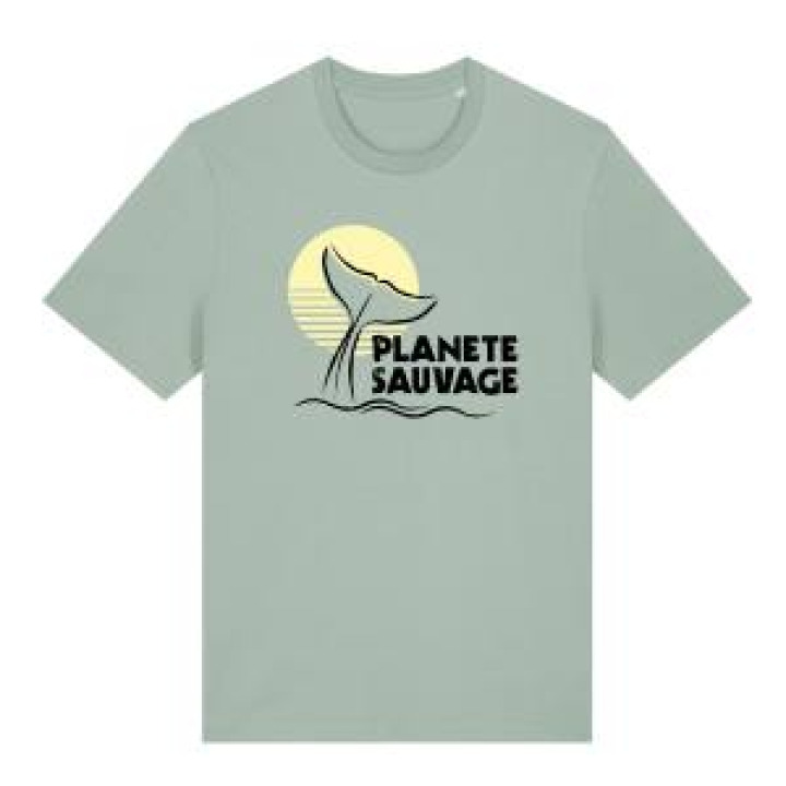 Tshirt premium bio Caudale Dauphin et Soleil Planète Sauvage Fraiche Peche S