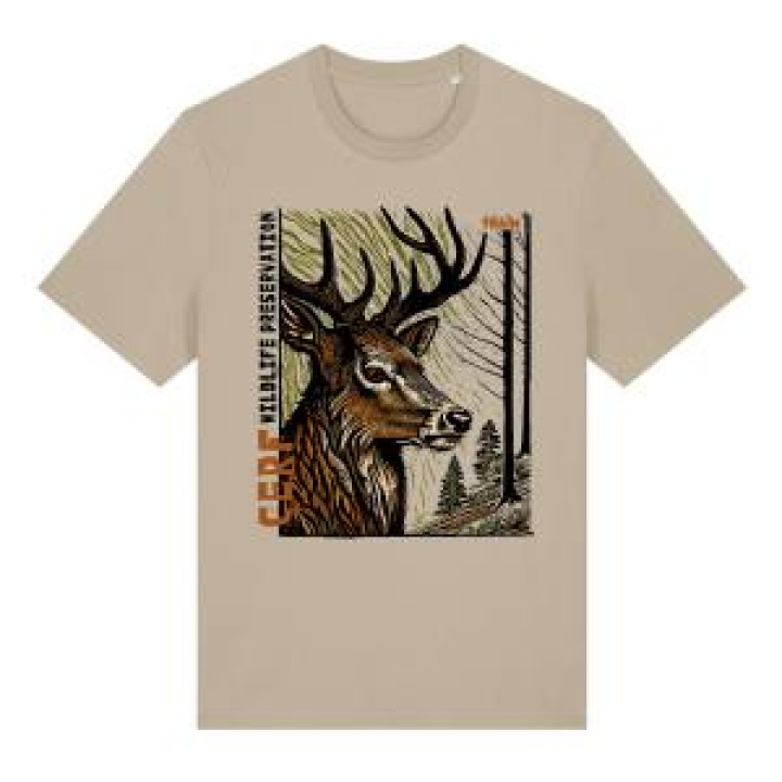 Tshirt premium bio Cerf Linocut Safari Train Desert Dust M