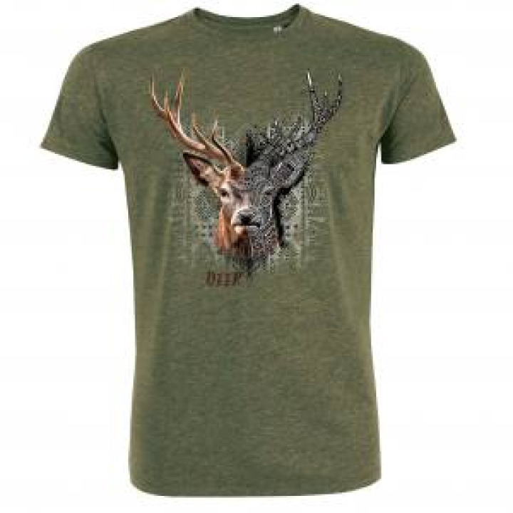 Tshirt premium bio Cerf Native Tribes Cerza  transfert Col Cerza British Khaki S