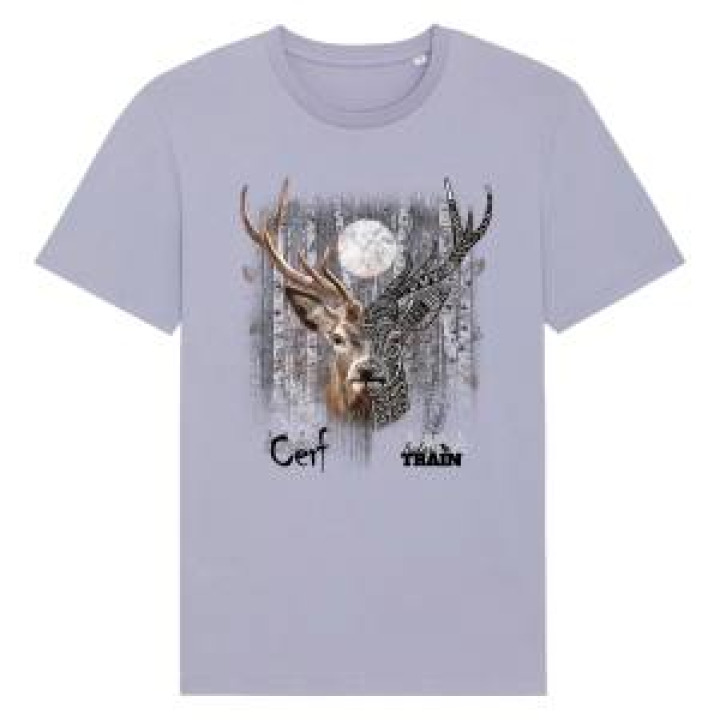 Tshirt premium bio Cerf Native Tribes Lune Safari Train Lavender Dawn S