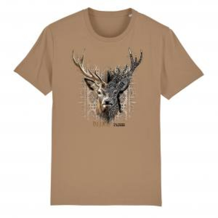 Tshirt premium bio Cerf Native Tribes  transfert Col Parc Animalier dAuvergne Camel S