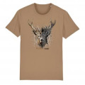 T-shirt premium bio Cerf Native Tribes + transfert Col Parc Animalier d’Auvergne Camel S