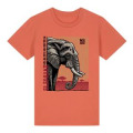 T-shirt premium bio Éléphant Linocut Safari de Peaugres + transfert Col Safari de Peaugres Fiesta XS