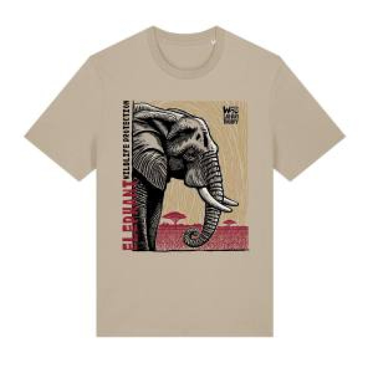 T-shirt premium bio &Eacute;l&eacute;phant Linocut Zoo de Thoiry Desert Dust XS