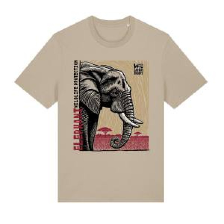 Tshirt premium bio Éléphant Linocut Zoo de Thoiry Desert Dust S
