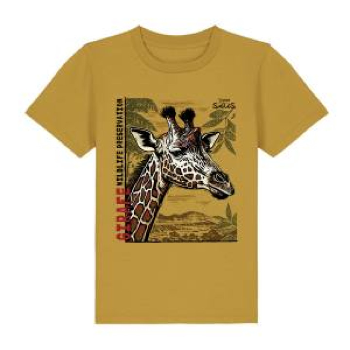 Tshirt premium bio Girafe Linocut Zoo des Sables dOlonne Ochre XS