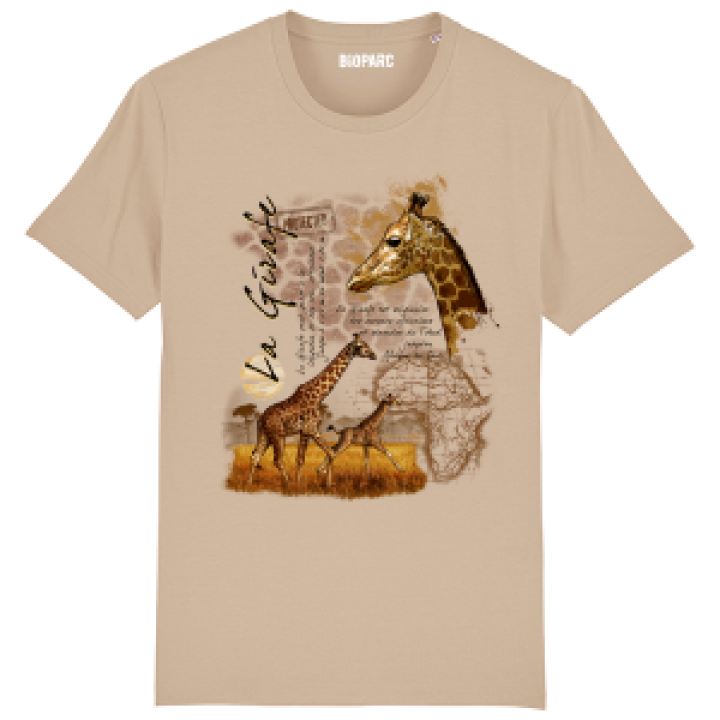 Tshirt premium bio Girafe  transfert Col Bioparc Desert Dust S