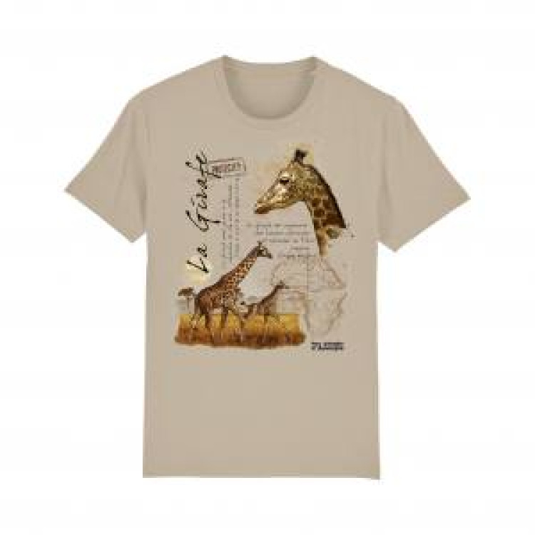 T-shirt premium bio Girafe + transfert Col Parc Animalier d’Auvergne Desert Dust XL