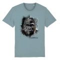 T-shirt premium bio Gorille Native Tribes + transfert Col Zoo Boissière du Dore Citadelle Blue S