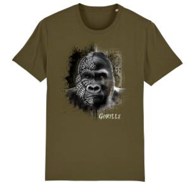 T-shirt premium bio Gorille Native Tribes Vallée des Singes British Khaki S