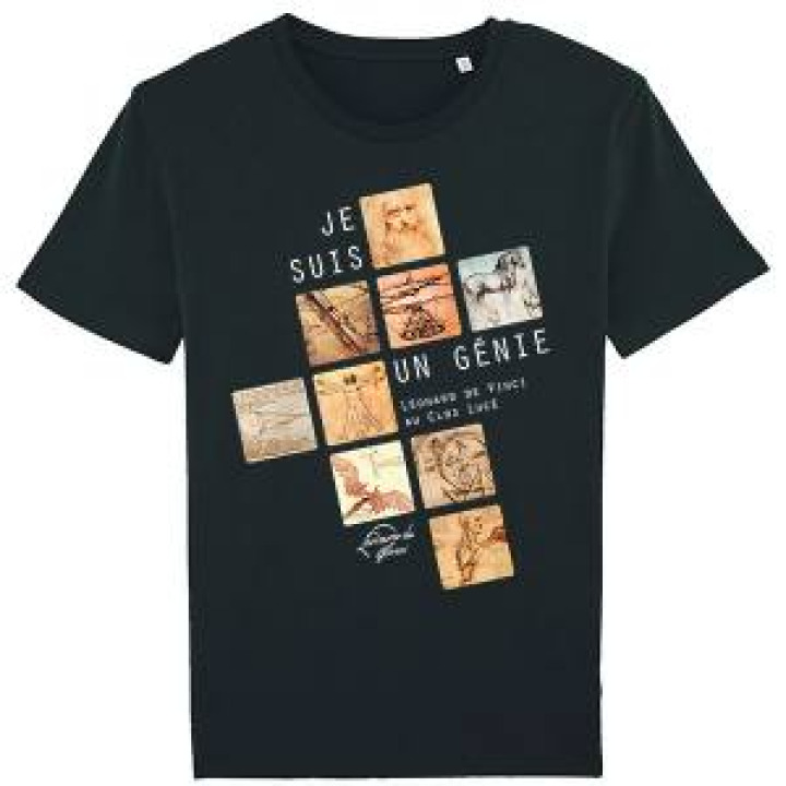 Tshirt premium bio Je suis un Génie Carres Noir XS