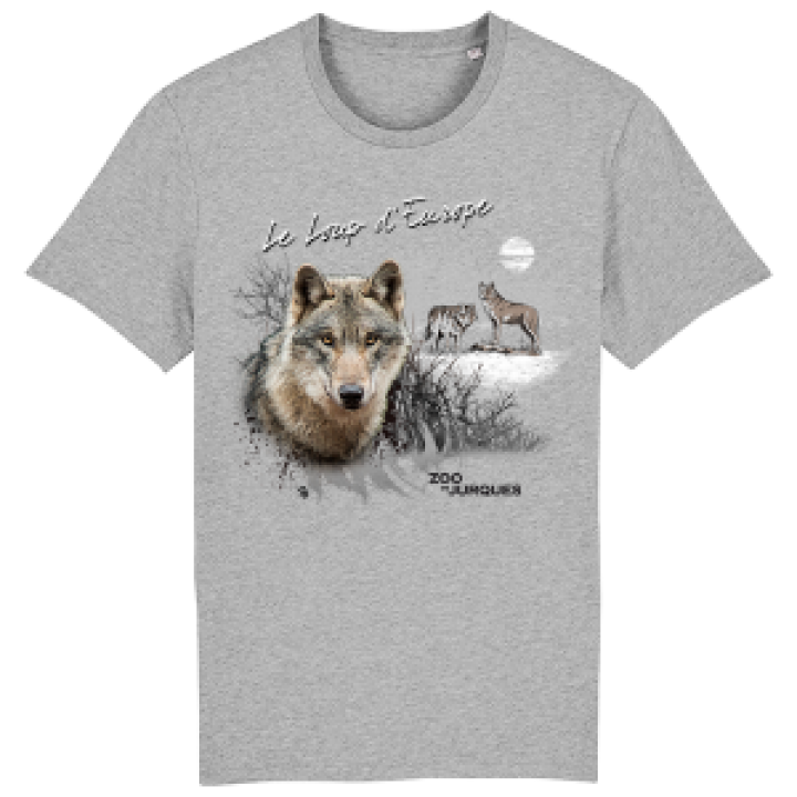 Tshirt premium bio Le Loup DEurope Zoo de Jurques Heather Grey M