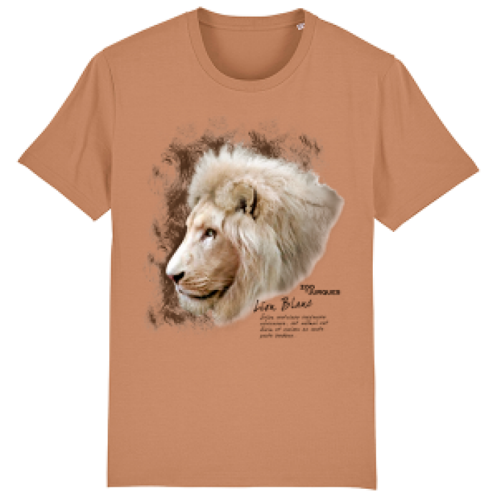 Tshirt premium bio Lion Blanc Zoo de Jurques Latte M