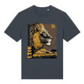T-shirt premium bio Lion Linocut Safari de Peaugres + transfert Col Safari de Peaugres India Ink Gre
