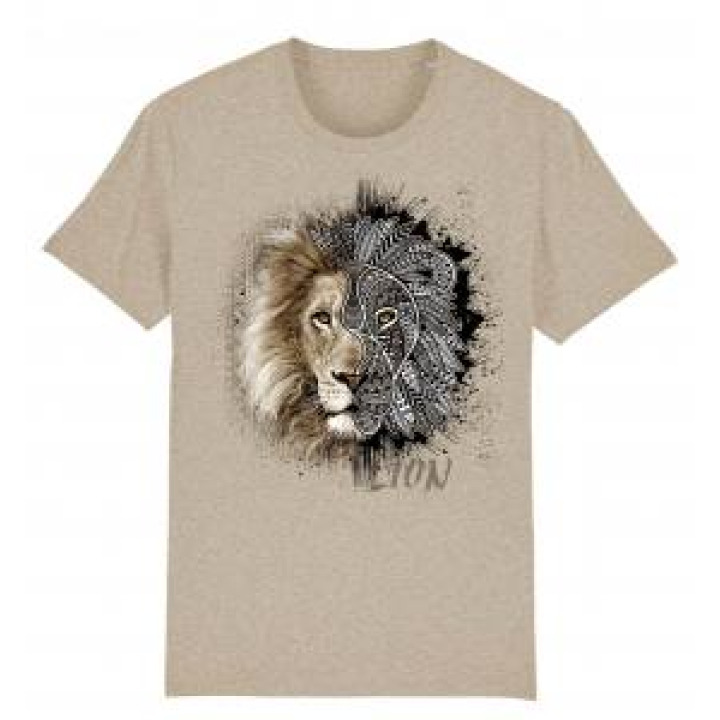 Tshirt premium bio Lion Native Tribes Cerza  transfert Col Cerza Heather Sand M