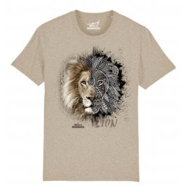 Tshirt premium bio Lion Native Tribes Zoo de la Bourbansais Heather Sand M