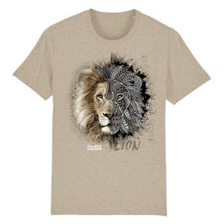 Tshirt premium bio Lion Natives Tribes Planète Sauvage Heather Sand M