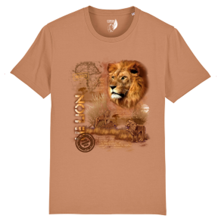 T-shirt premium bio Lion + transfert Col Cerza Camel XS