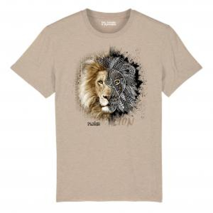 Tshirt premium bio Lion Tribes Parc Animalier dAuvergne  transfert Col Parc Animalier dAuvergne Heather Sand S