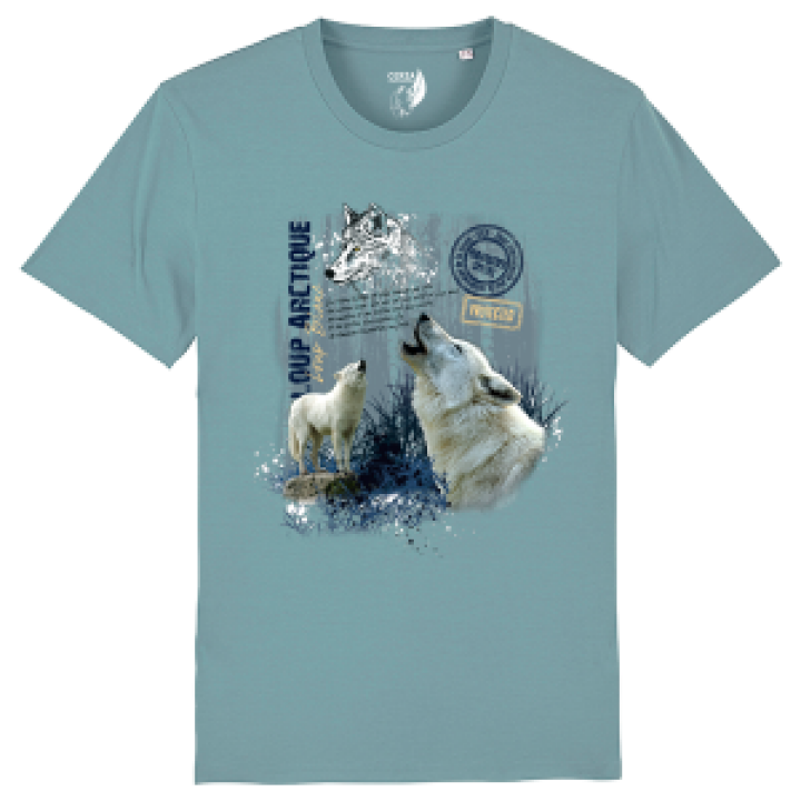 Tshirt premium bio Loup Blanc Cerza  transfert Col Cerza Citadelle Blue S